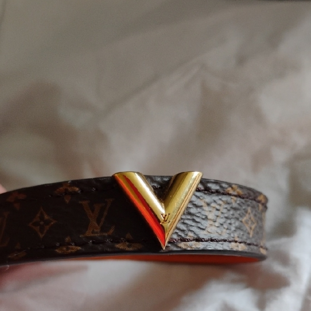 Louis Vuitton Monogram Leather Bracelet with Gold Accent - Picture 11 of 13